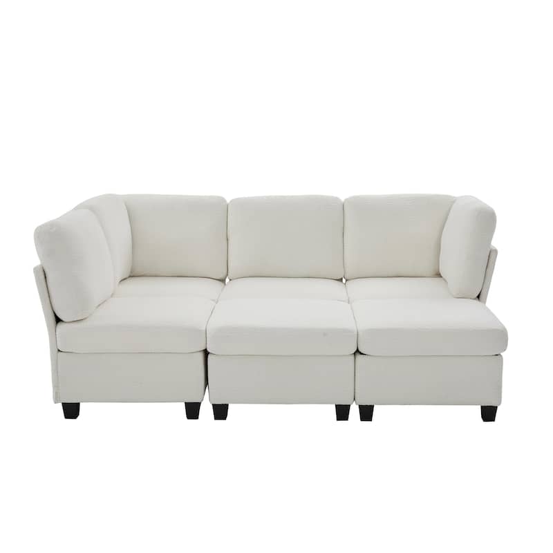 Modular Sleeper Sofa Bed U-shaped Sectional Couches with Hidden Storage Seat and Ottomans, Freely Combinable Chaise Lounge Sofa