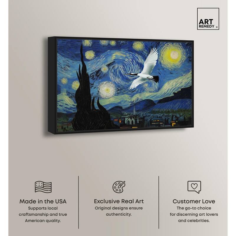 Crane Starry Night Canvas by Art Remedy