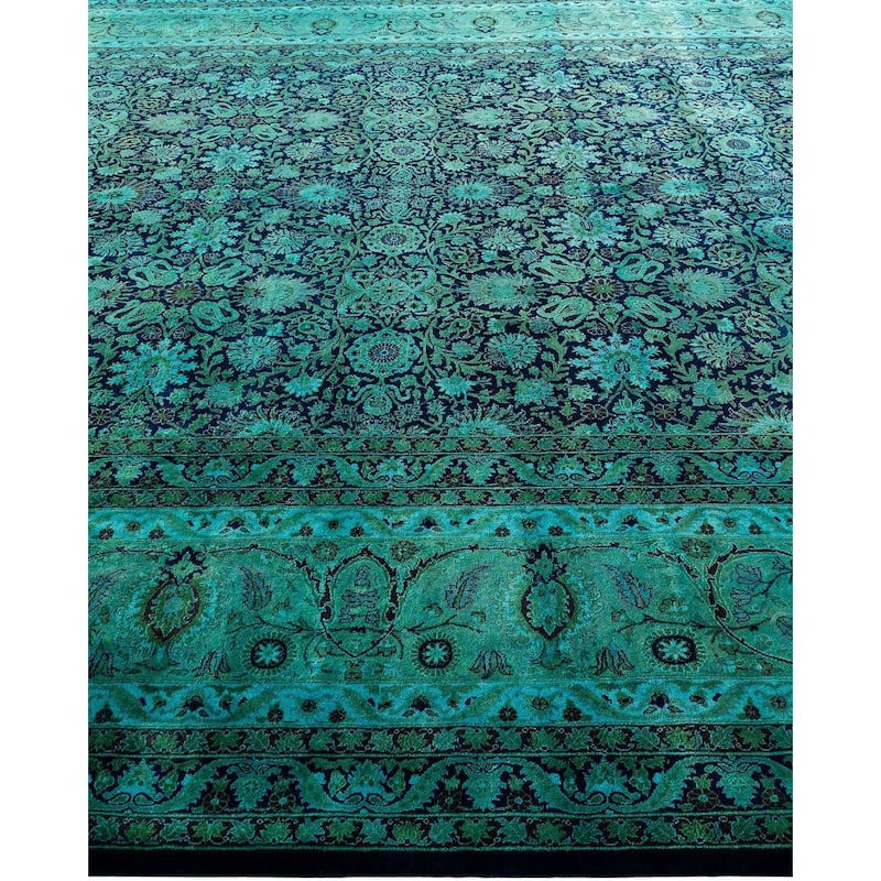 Overdyed, One-of-a-Kind Hand-Knotted Area Rug - Blue - 10' 1" x 15' 10"
