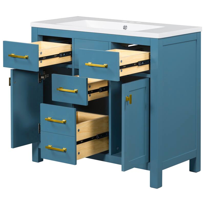 Storage Cabinet for Bathroom Vanity Set with 4 Drawers and 2 Cabinets