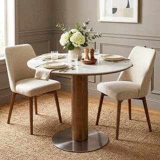31.5 Inch Round Dining Table for 2-4, Solid Wood Circle Kitchen Table ...