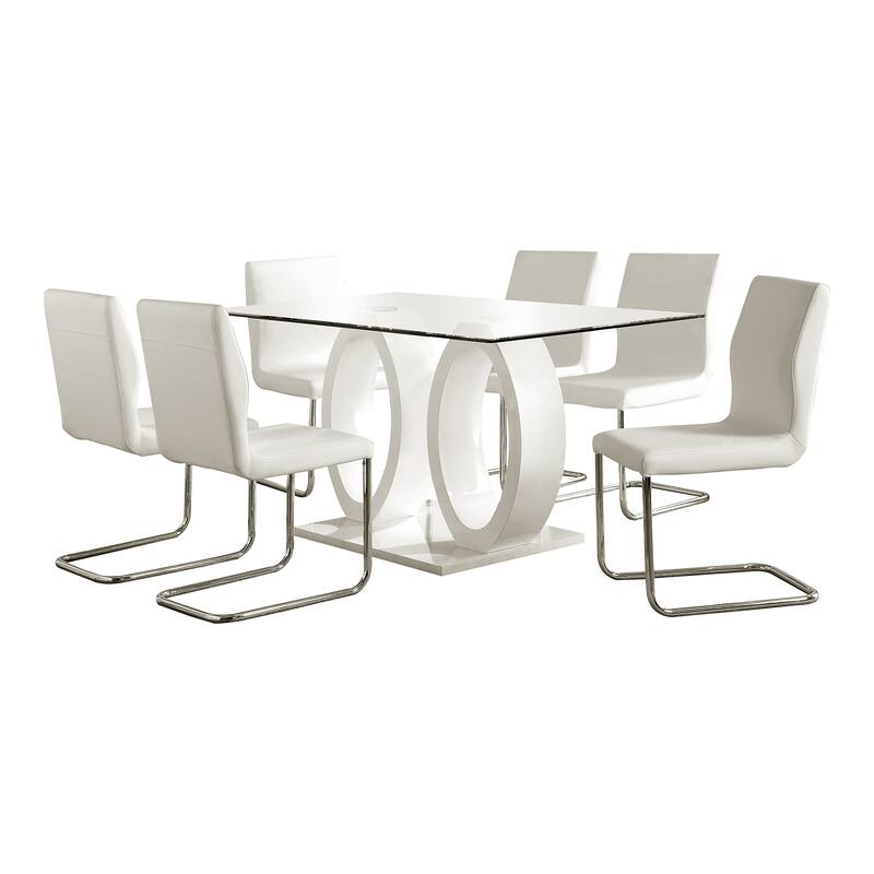 Raji Contemporary Glass Top 7-Piece Dining Set by Furniture of America