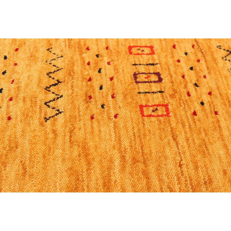 ECARPETGALLERY Hand Loomed Kashkuli Gabbeh Gold Wool Rug - 4'11 x 8'2