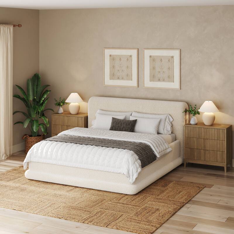 Jasper Mid-Century Modern 3-Drawer Dresser with Solid Wood Frame and Fluted Door Fronts