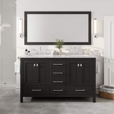Eviva Aberdeen 60" x 30" Rectangular Espresso Wooden Framed Mirror - N/A