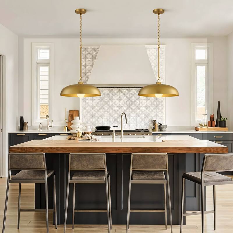 1 -Light Farmhouse Metal Dome 15.7inch Kitchen Hanging Pendant Light