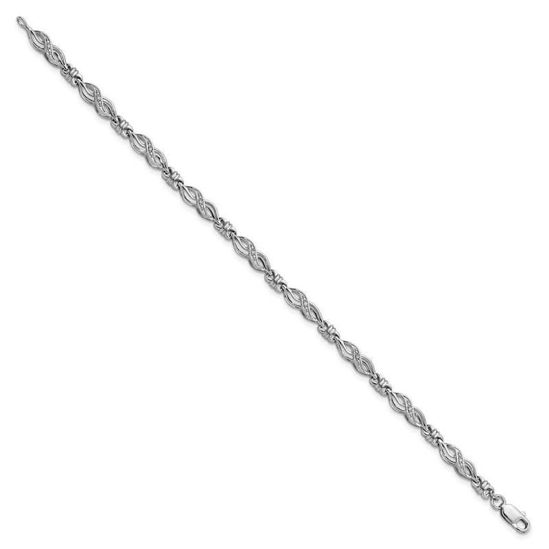 Curata 925 Sterling Silver Polished Lobster Claw Closure Diamond Bracelet