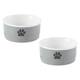 DII Pet Bowl Black Paw Print Gray Small 4.25dx2h (Set of 2) - Gray Paw - Small Bowl Set