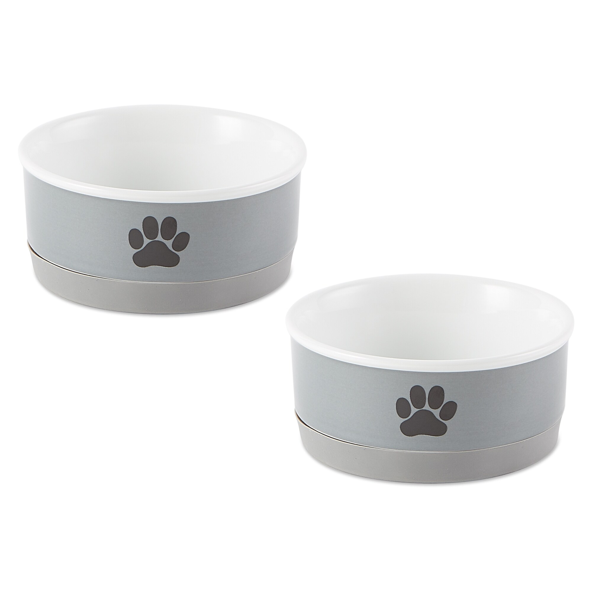 DII Pet Bowl Black Paw Print Gray Small 4.25dx2h Set of 2 Bed Bath Beyond 32127426