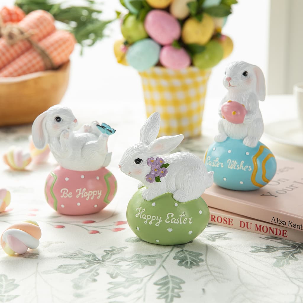 Glitzhome Easter Resin Bunny Table Decor Figurines Lovely Gifts