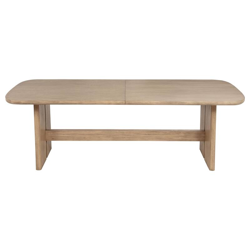 Lno Dining Table, 92-110 Inch Extendable Leaf Top, Oak Beige Hardwood