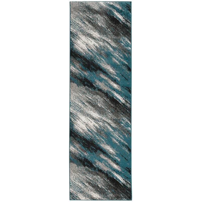 Skyline Abstract Indigo Industrial Area Rug