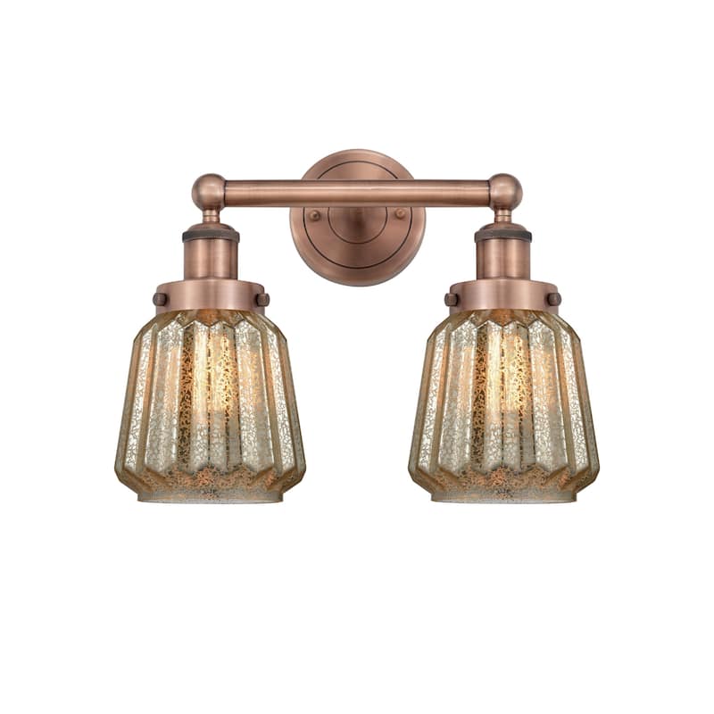 Innovations Lighting 616-2W-10-16 Chatham Vanity Chatham 2 Light 16" - Antique Copper / Mercury