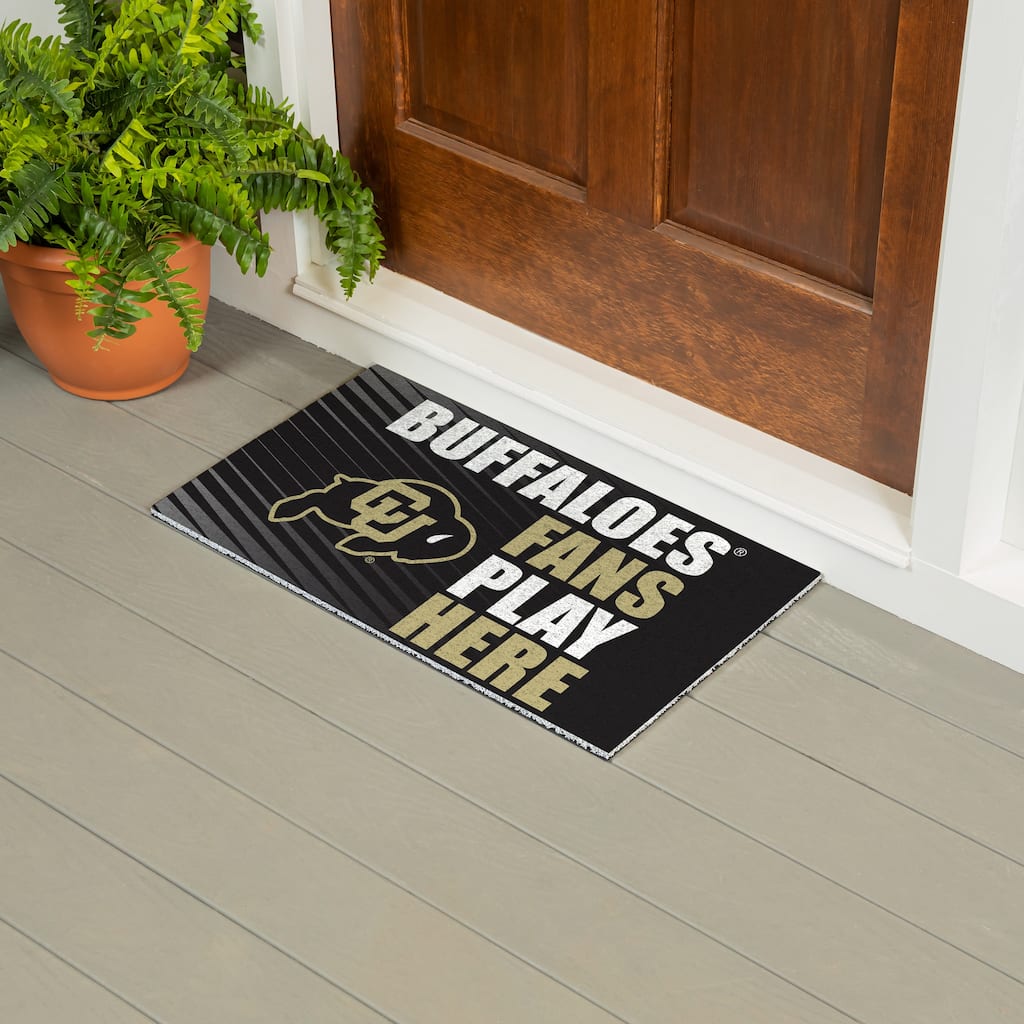 28 in. x 16 in. University of Colorado "Fans Play Here" PVC Door Mat