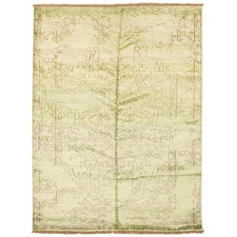 ECARPETGALLERY Hand-knotted Color transition Light Green Rug - 5'8 x 7'7