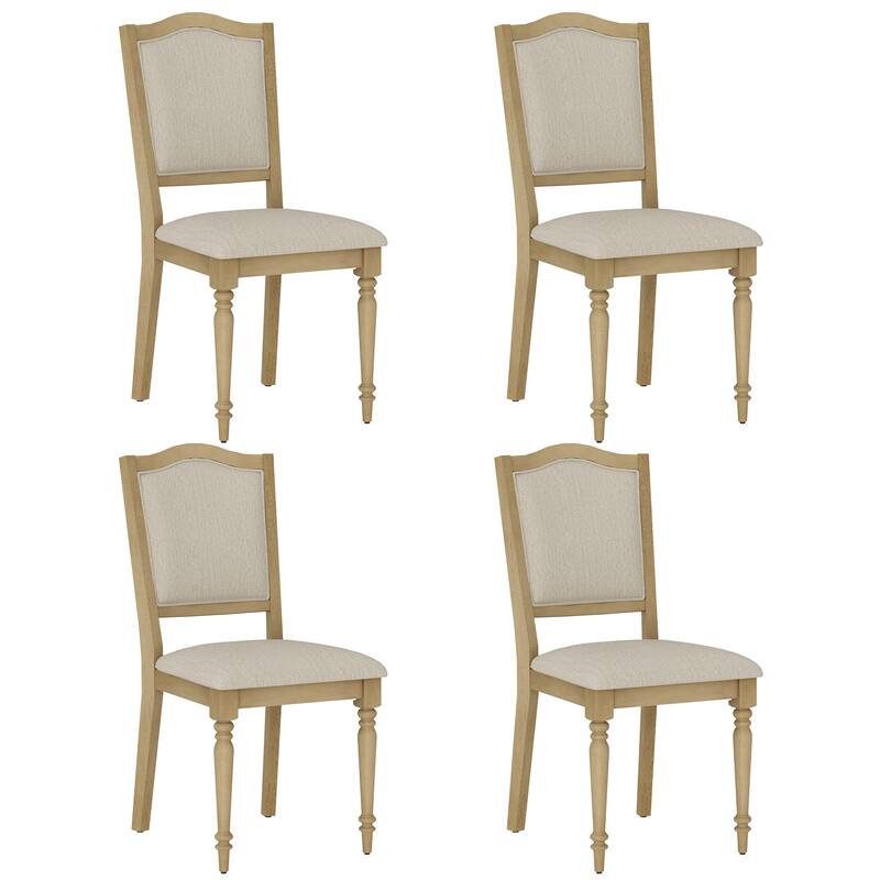 Dining Chair with Upholstered Back, Farmhouse Wood Kitchen Chairs, Oak - 4-Piece