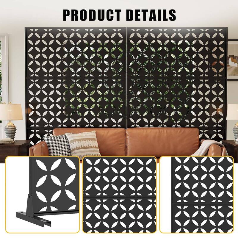 Freestanding Weatherproof Garden Divider Panel Privacy Screen, Fence for Patio Deck Backyard, Square Money