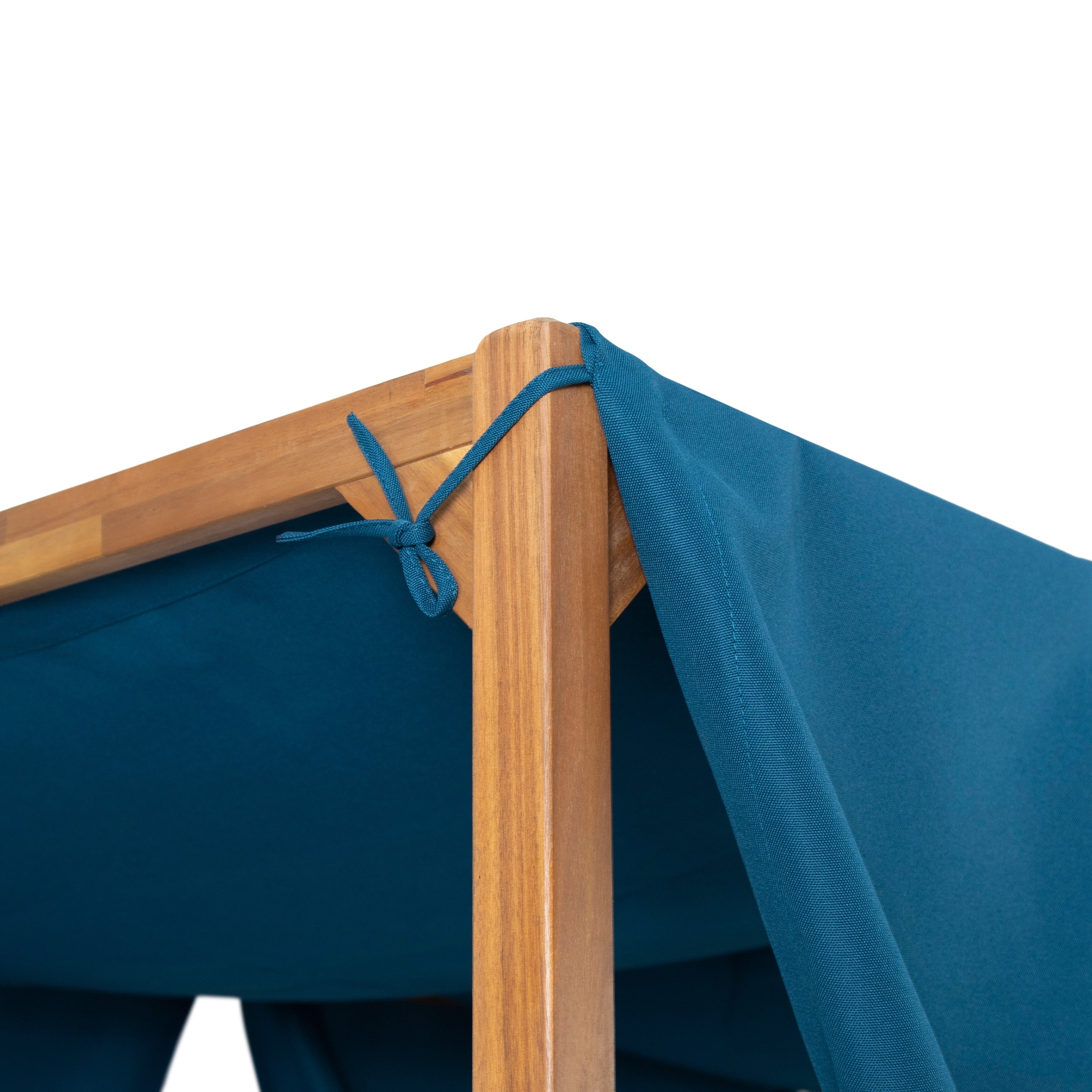 Kinzie Outdoor 2-seat Adjustable Acacia Daybed w/ Curtains