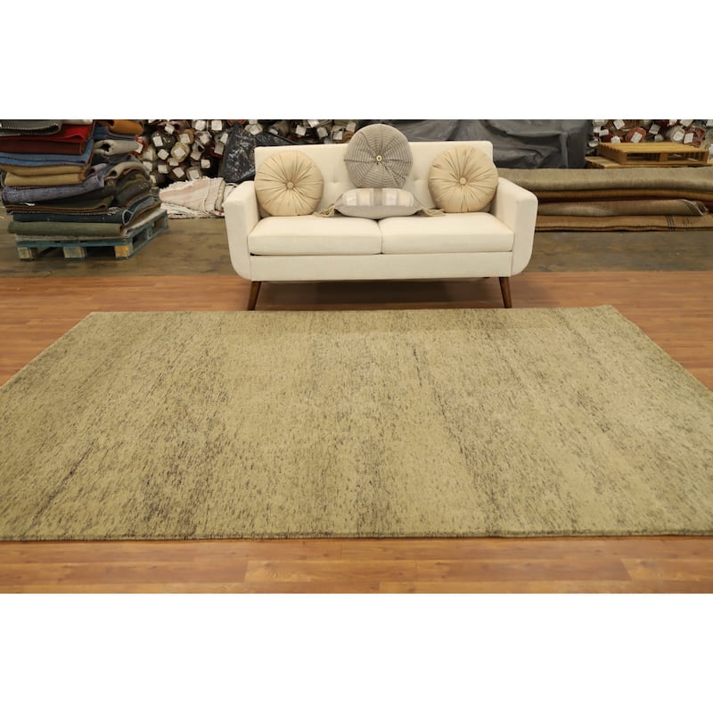 Hand Knotted Oriental 100% Wool Carpet Modern Modern Beige & Ivories Gabbeh Area Rug - 9' 6'' X 6' 5''