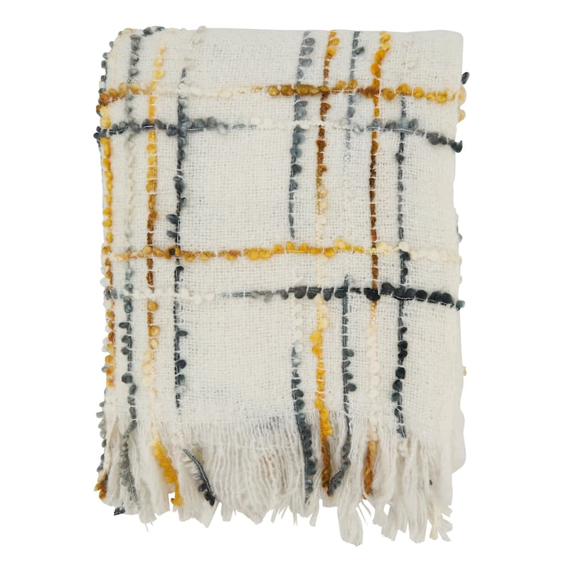 Cozy Crosshatch Knit Fringed Throw - 50"x60" - Multi/50"x60"