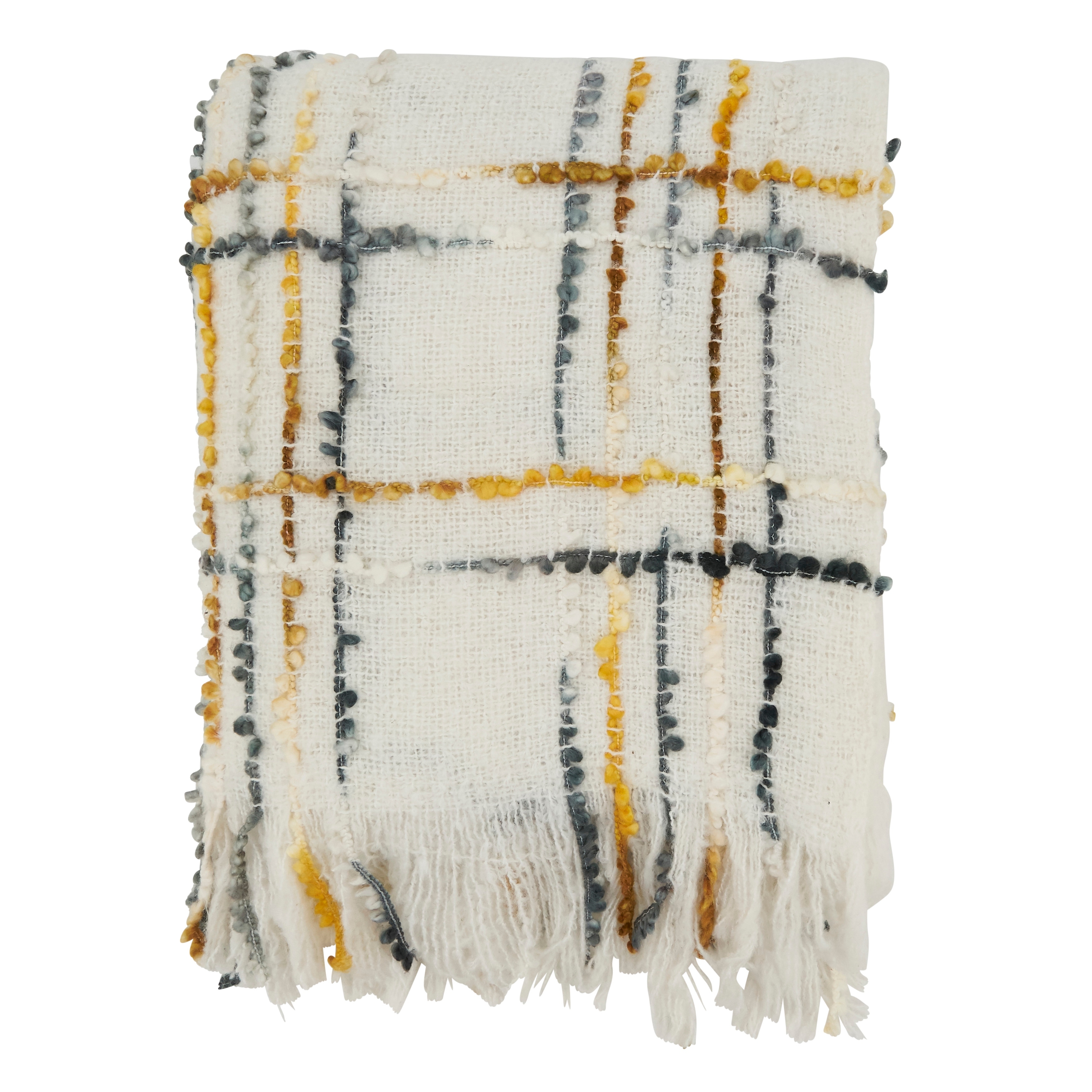 Cozy Crosshatch Knit Fringed Throw