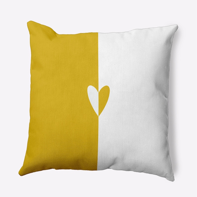 Modern Heart Valentines Day Decorative Throw Pillow - 18" x 18" - Mustard