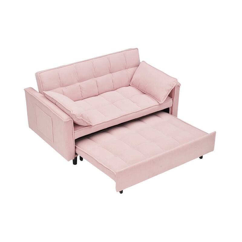 55" Corduroy Double Upholstered Sofa Bed