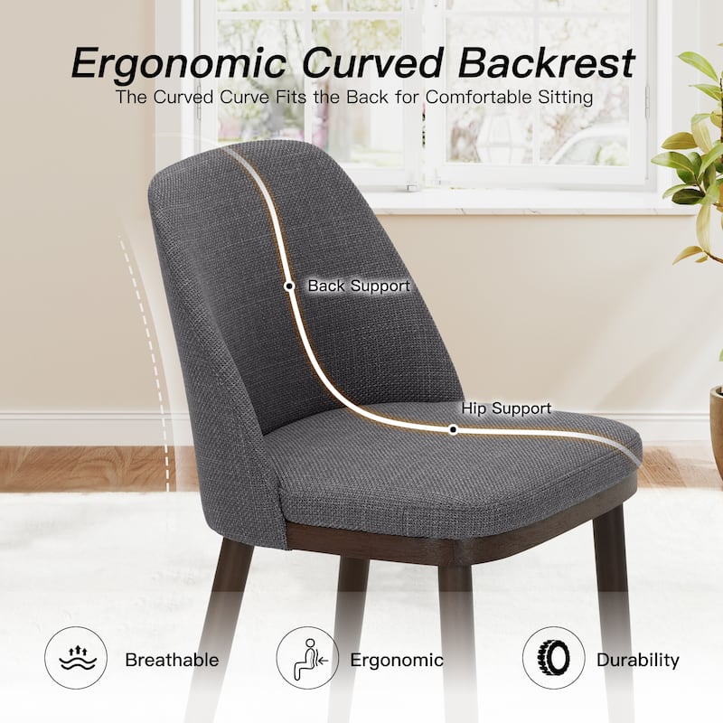 Set of 2 Upholstered Wood Dining Chairs for Dining Room, Restaurant