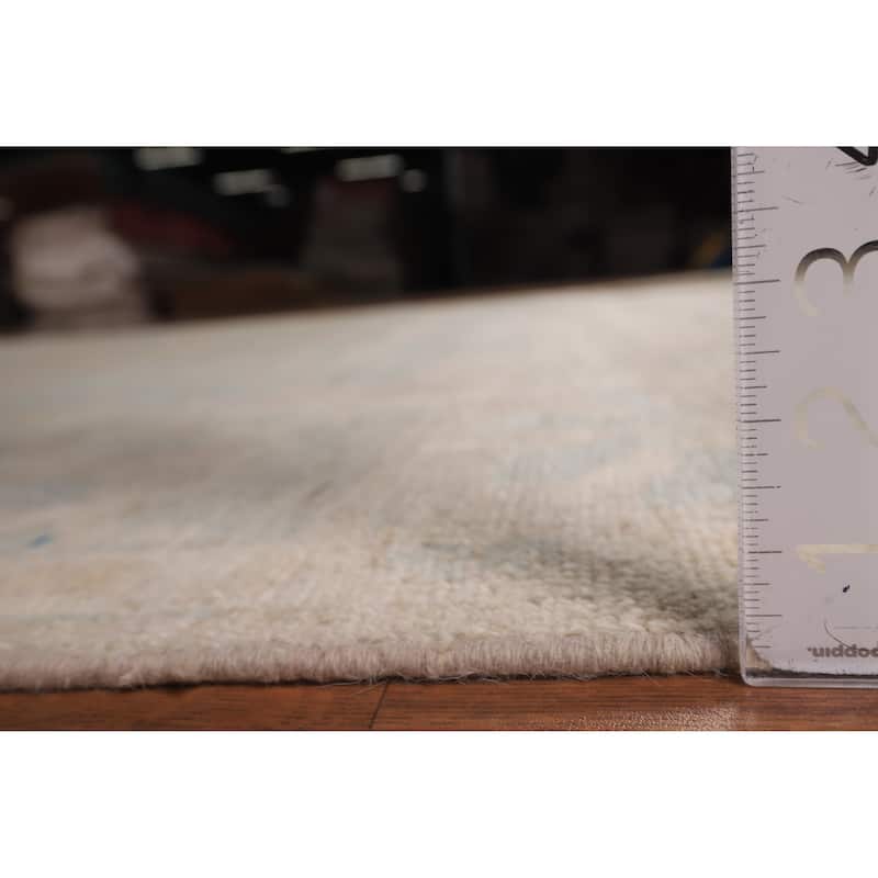 Transitional Beige Oushak Turkish Area Rug Handmade Wool Carpet - 9'3"x 11'7"