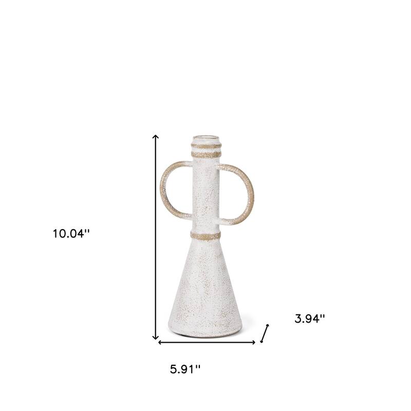 HomeRoots 10" White And Beige Metal Tabletop Sculpture - 5.91 in. x 10.04 in. x 3.94 in.