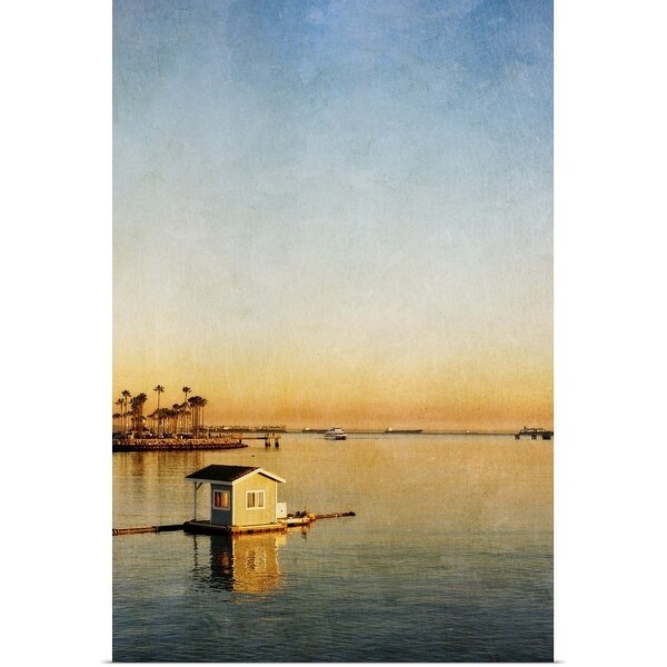 "Wooden hut on the sea at Long Beach marina" Poster Print