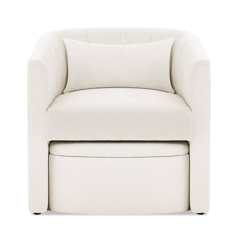 Barrel Accent Chair With Storage Ottoman,Modern Living Room Barrel Chair,Chenille Reading Chair With Ottoman For Living Room