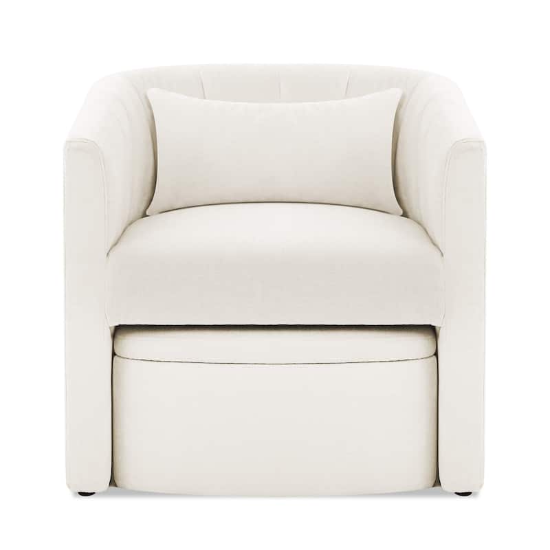 Upholstered Chenille Barrel Accent Chair With Storage Ottoman,Modern Barrel Arm Chair,Reading Chair With Ottoman For Living Room