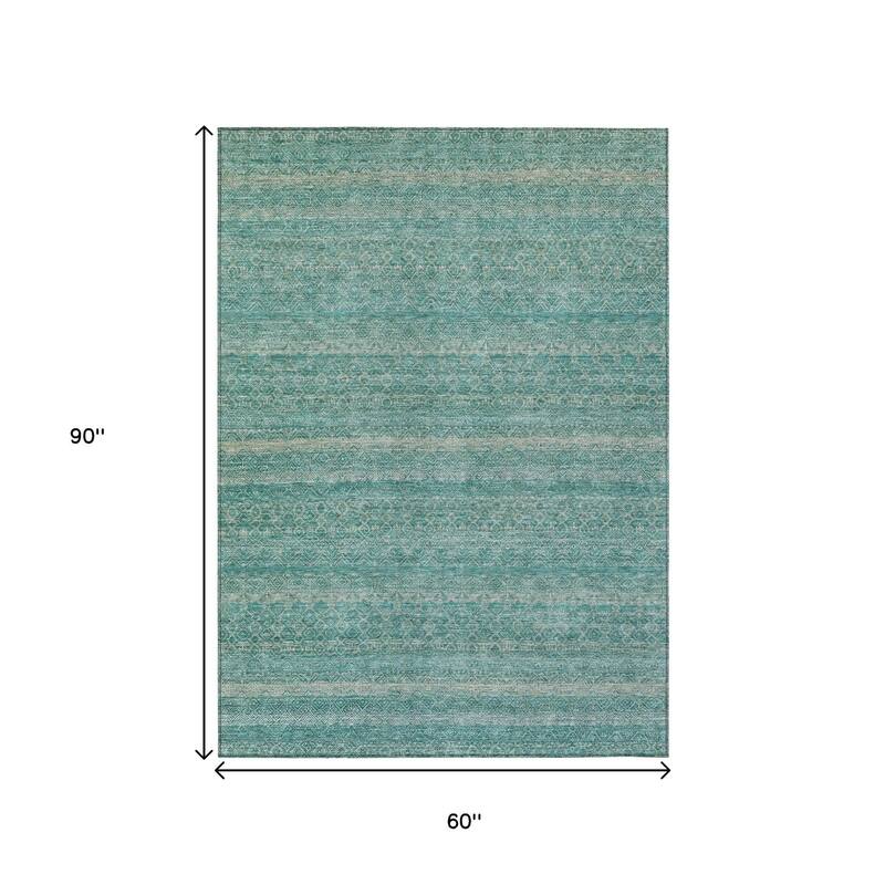 HomeRoots Striped Transitional Rectangle Outdoor Rug