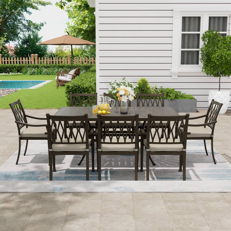 8 - Person Rectangular Outdoor Dining Set with Cushions