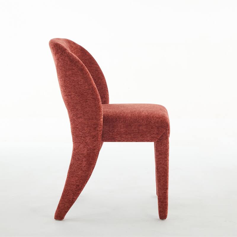 2-Piece Set, Rose Chenille Dining Chair, Simple Dining Chair with Hollow Back Design, for Dining Room and Kitchen