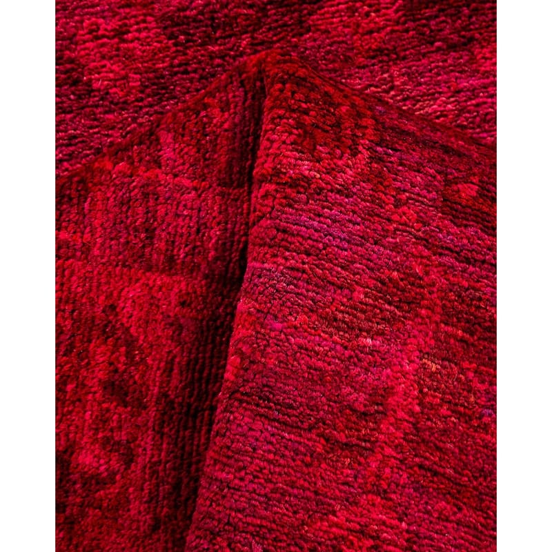 Overton Hand Knotted Wool Vintage Inspired Modern Contemporary Overdyed Red Runner Rug - 3' 4" x 15' 8"