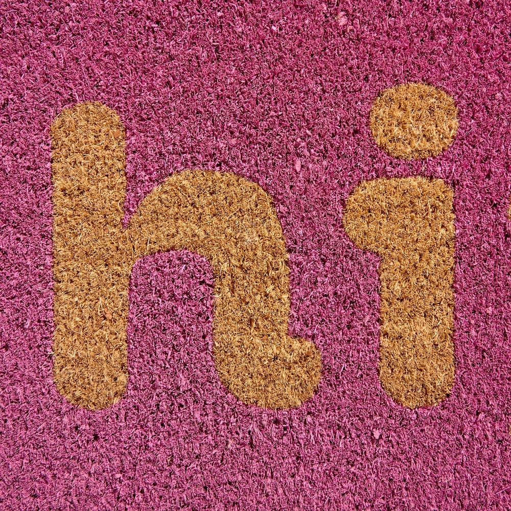 Town & Country Terra Hiya Painted Welcome Outdoor Door Mat, Natural Coir Mat