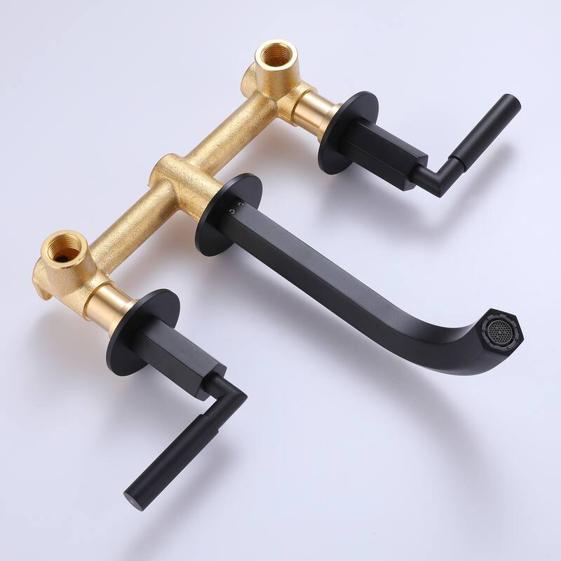 Two Handles Wall Mounted widespread Bathroom Faucet