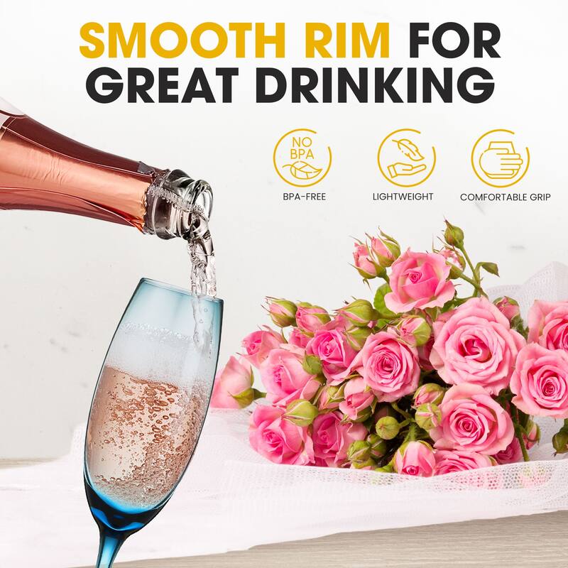 Berkware Luxurious and Elegant Sparkling Colored Glassware - Champagne Flutes