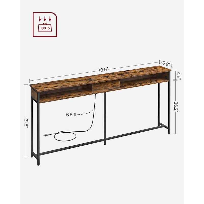 Charging Console Table with Outlets and USB Narrow Entryway Table for Hallway or Living Room