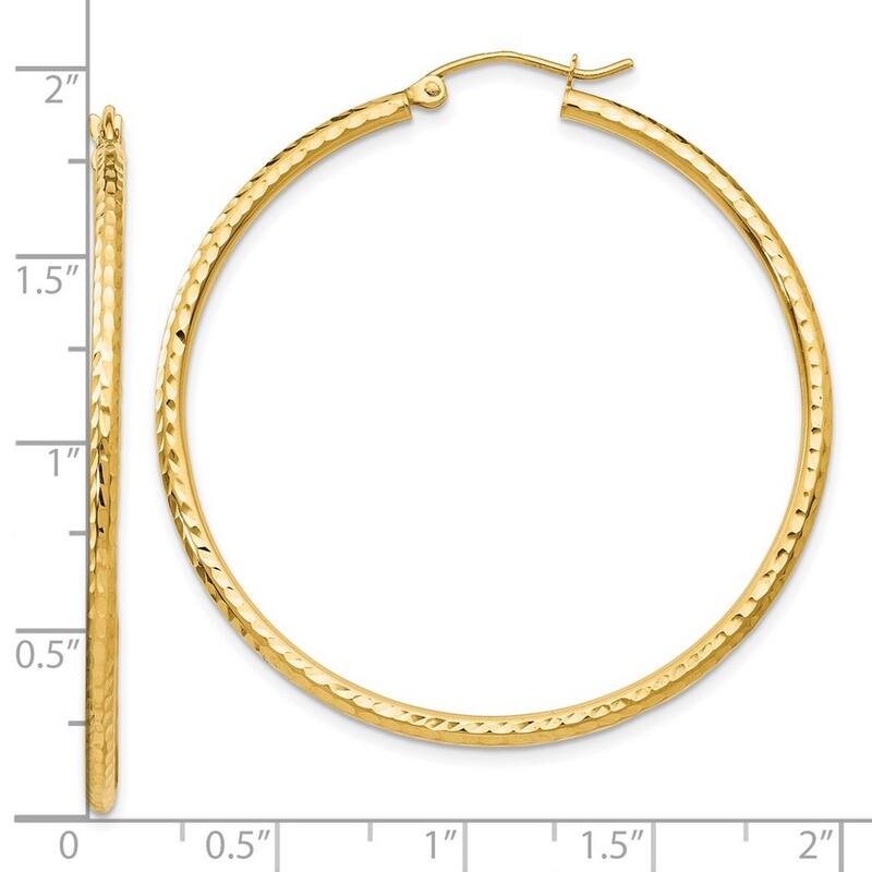 Curata 14k Yellow Gold Sparkle Cut Round Tube Hoop Earrings - 45x45mm