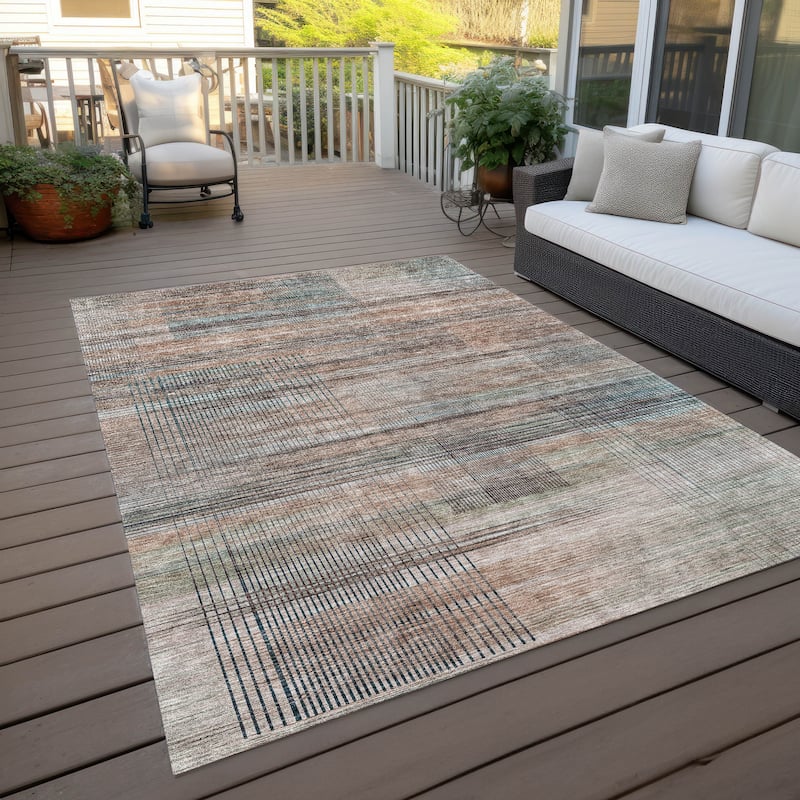 Machine Washable Indoor/ Outdoor Chantille Contemporary Imprints Rug