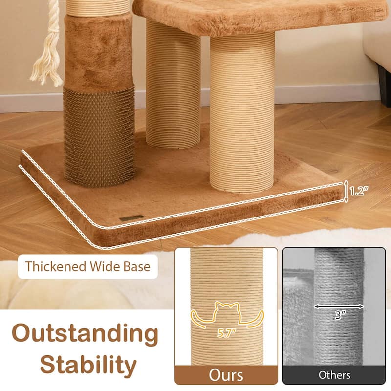 Costway 65" Tall Cat Tree for Indoor with Self-groomer Padded Perch - See Details
