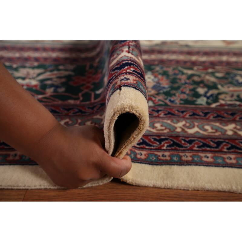 Vegetable Dye Floral Agra Large Indian Rug Hand-Knotted Wool Carpet - 11'6" x 17'9"