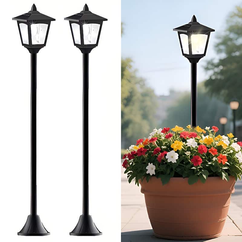 2 Pack 40" Solar Lamp Post Lights IP65 Waterproof LED for Yard Driveway Garden Decor - N/A - 2 Lights