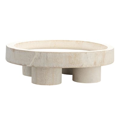 Paulownia Wood Pedestal Tray - 11.8"L x 11.8"W x 3.5"H