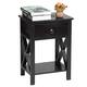 21.6" Simple Bedroom Bedside Table With Drawer - Black