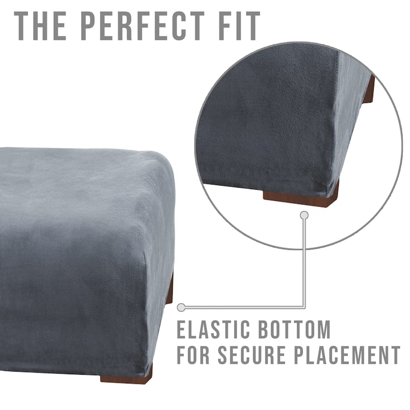 Premium Stretch Velvet-Plush Ottoman Slipcover