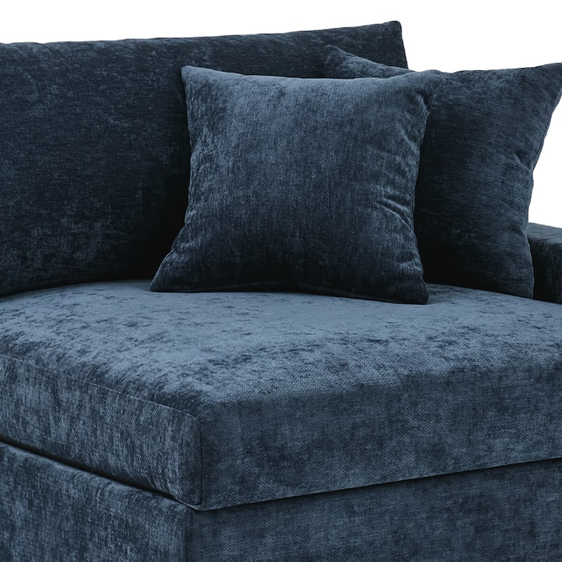 41" W Modern Chenille Corner Arm Accent Chair Sectional Module with Pillows